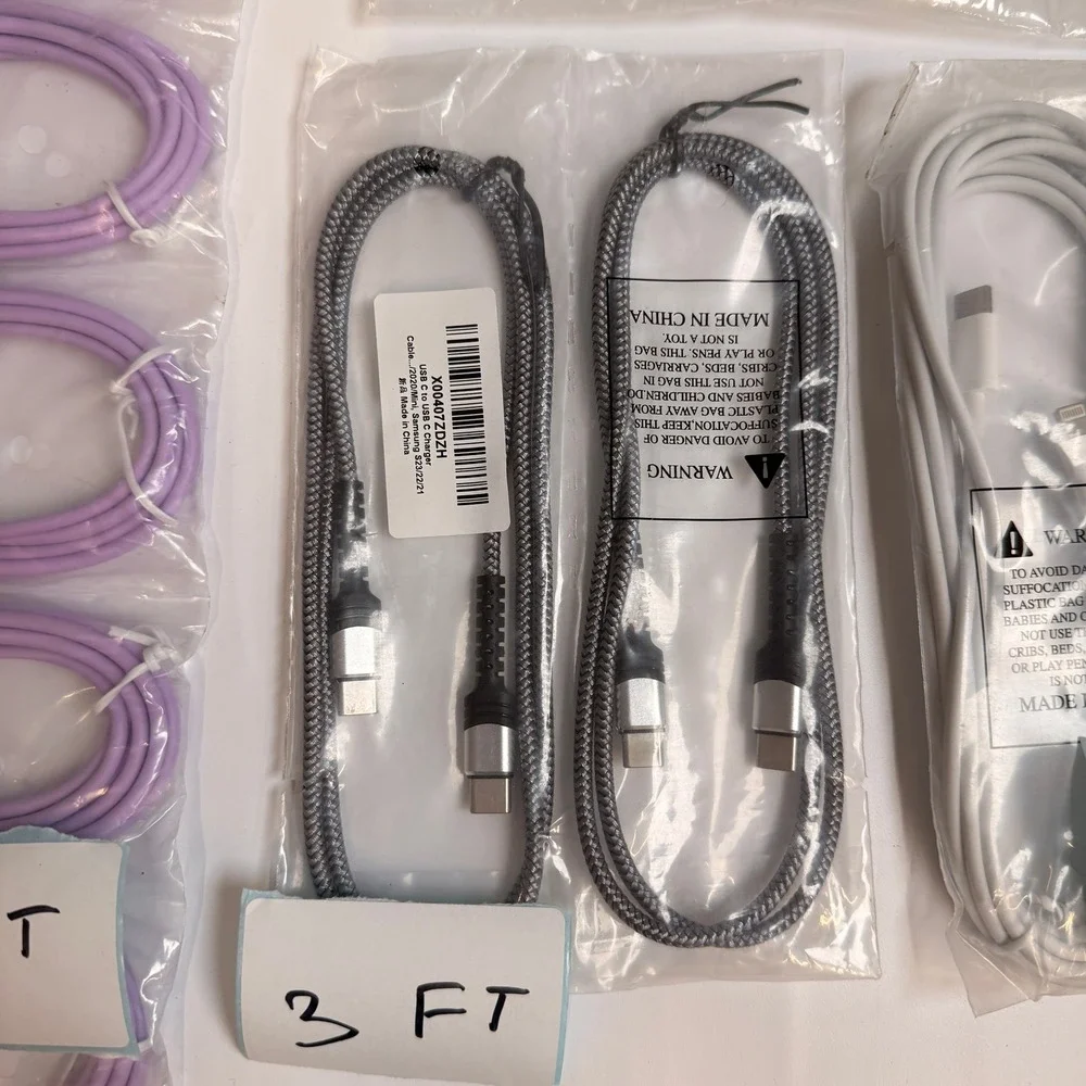 Lot of 17 USB C to Lightning & USB C to USB C Fast Charging Cables 3ft 6ft‎ 10ft